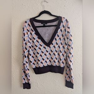 Forever 21 Patterned V-Neck Sweater